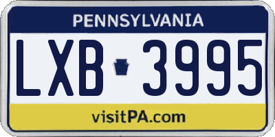 PA license plate LXB3995