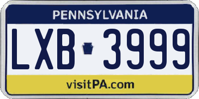 PA license plate LXB3999