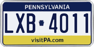PA license plate LXB4011