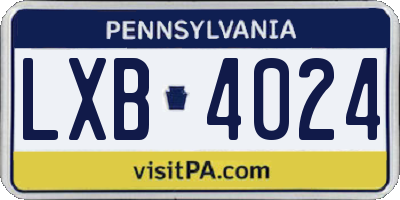 PA license plate LXB4024
