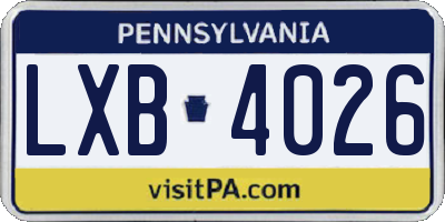 PA license plate LXB4026