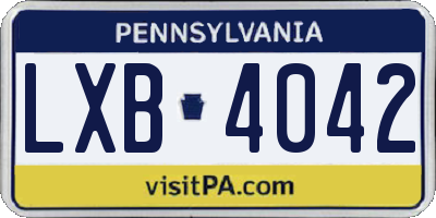 PA license plate LXB4042