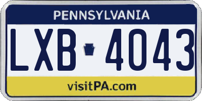 PA license plate LXB4043