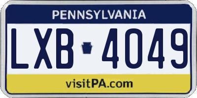 PA license plate LXB4049