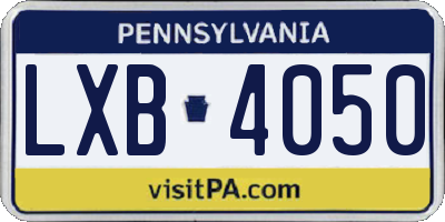 PA license plate LXB4050