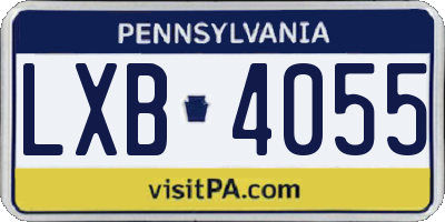 PA license plate LXB4055