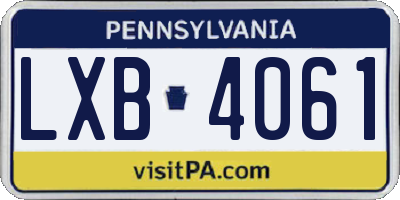 PA license plate LXB4061