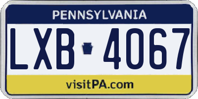 PA license plate LXB4067