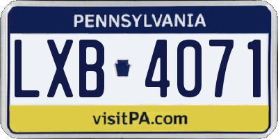 PA license plate LXB4071