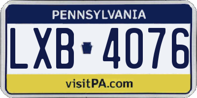 PA license plate LXB4076
