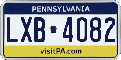 PA license plate LXB4082