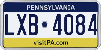 PA license plate LXB4084
