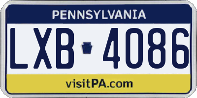PA license plate LXB4086