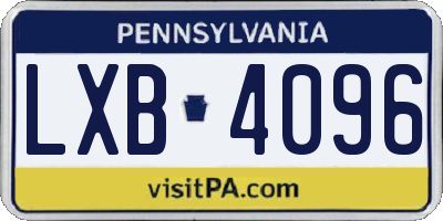 PA license plate LXB4096