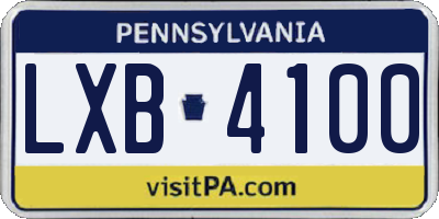 PA license plate LXB4100