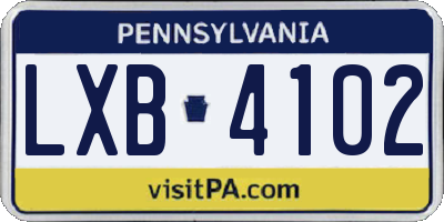 PA license plate LXB4102