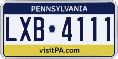 PA license plate LXB4111