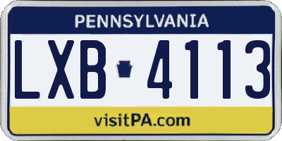 PA license plate LXB4113