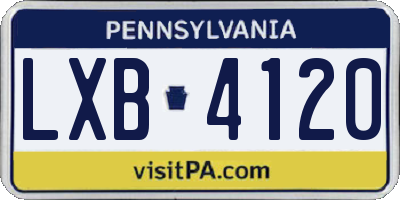 PA license plate LXB4120
