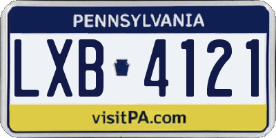 PA license plate LXB4121