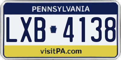 PA license plate LXB4138