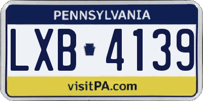 PA license plate LXB4139