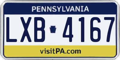 PA license plate LXB4167