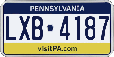 PA license plate LXB4187