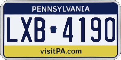PA license plate LXB4190