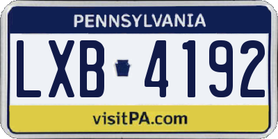 PA license plate LXB4192