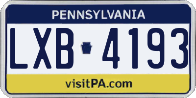 PA license plate LXB4193