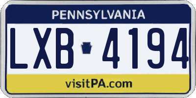 PA license plate LXB4194