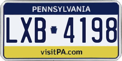 PA license plate LXB4198