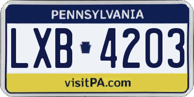 PA license plate LXB4203
