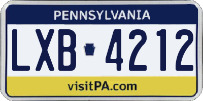PA license plate LXB4212