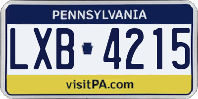 PA license plate LXB4215