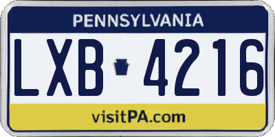 PA license plate LXB4216