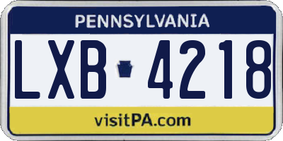 PA license plate LXB4218