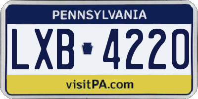 PA license plate LXB4220