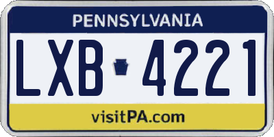 PA license plate LXB4221