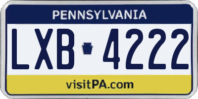 PA license plate LXB4222