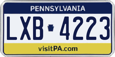 PA license plate LXB4223