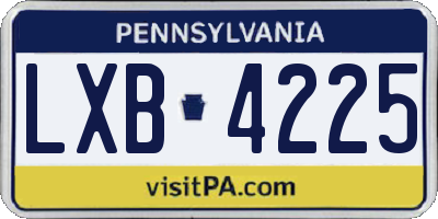 PA license plate LXB4225