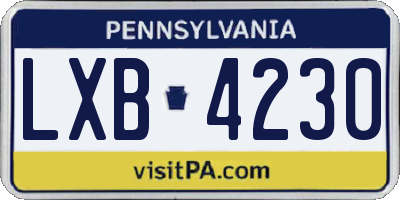 PA license plate LXB4230