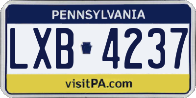 PA license plate LXB4237