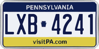 PA license plate LXB4241