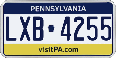 PA license plate LXB4255