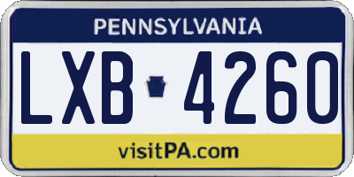 PA license plate LXB4260
