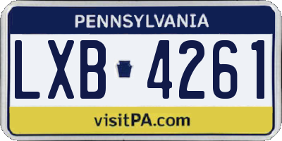 PA license plate LXB4261