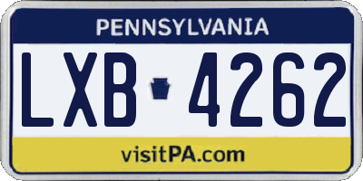 PA license plate LXB4262